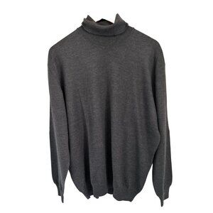 PIATTELLI 100% Merino Wool Turtleneck Sweater Gray Knit Size 2XL